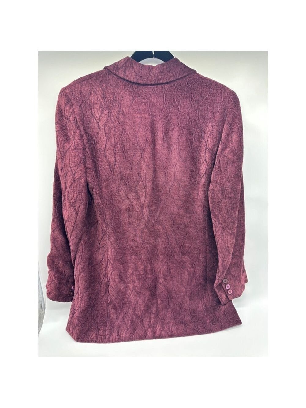 Jaeger Burgundy Textured Blazer UK 10 Viscose Blend Made in Great Britain - Picture 3 of 5